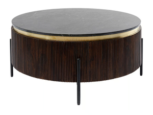 CATALINA - Round solid wood coffee table with marble top _ KARE Design